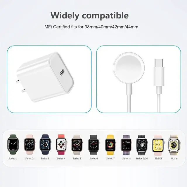 Alt view image 3 of 7 - 10FT for  Watch Charger Long 10 FT iWatch Portable Wireless Fast Charging Cable Cord with USB C i-Watch Charger Plug Compatible with Series 10/9/8/7/SE/6/5/4/3/2/1 2Pack