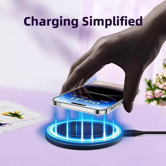 Alt view image 7 of 7 - Wireless Charger Compatible with iPhone 17 16 15 14 13 12 11 Pro Max/Mini/Plus/XR/X/8 15W Max Fast Wireless Charging Pad Mat for  Galaxy S23/S22/S21/S20/S10 Galaxy Buds