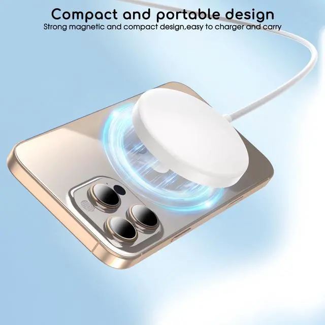 Alt view image 4 of 7 - Magnetic Wireless Charger for iPhone 2Pack 6FT [ MFi Certified]Mag-Safe Charger Cable Wireless Magnetic Charging Cord with USB C Fast Charging Block for iPhone Air/17/17 Pro/17 Promax/16E/16Plus