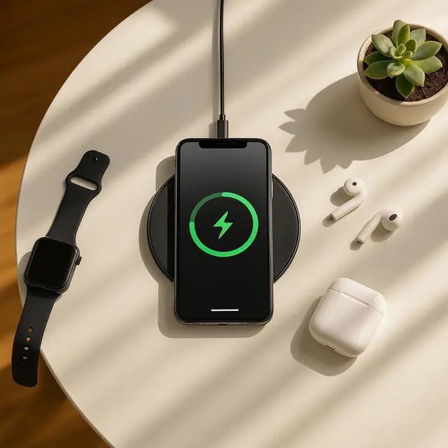 Alt view image 5 of 7 - 2Pcs Wireless Charger 15W Max Wireless Charging Pad Compatible with  Galaxy S25/S24/S23/S22/S21/S20/S10 Compatible with iPhone 17/17Pro/16/16Plus/16Pro /15/15Pro/15Plus/14/13/12/11/X/XR/XS/SE/8