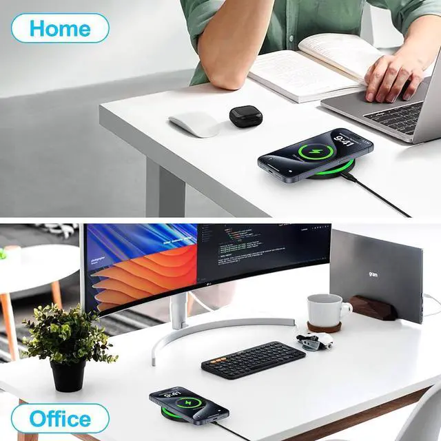 Alt view image 6 of 7 - Wireless Charger Fast Charging Pad for  Galaxy S25 Edge S24 Ultra S24+ S24 S23 FE S22 S21 S20 S10 Note 20 10 18W Phone Wall Charger Cargador Inalambrico for iPhone 15 Pro Max 15 Plus