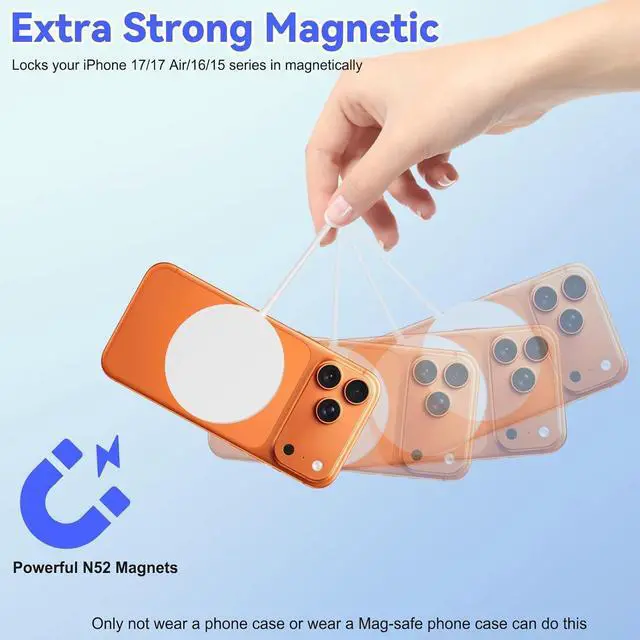 Alt view image 3 of 7 - Wireless Charger for iPhone 15W Mag Safe Charger Fast Charging Pad Compatible with iPhone 17 Air iPhone 17 Pro/17/16/15/14/13/12/11/X/8 Series Built-in 3FT Power Cable