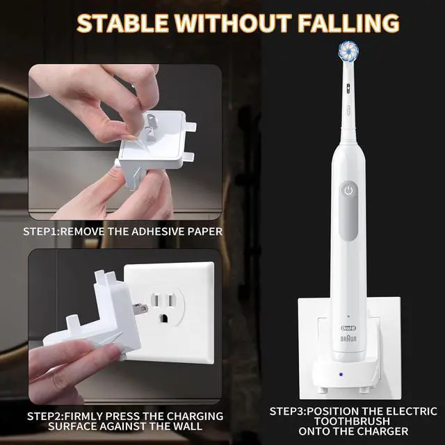 Alt view image 5 of 7 - Teeteck Wall Charger for Braun Oral-B Electric Toothbrush Electric Toothbrush Charger Model 3757 Wireless Charger Base-Waterproof & Portable- Ideal for Bathroom and Travel (Bright White US)
