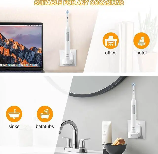Alt view image 7 of 7 - Teeteck Wall Charger for Braun Oral-B Electric Toothbrush Electric Toothbrush Charger Model 3757 Wireless Charger Base-Waterproof & Portable- Ideal for Bathroom and Travel (Bright White US)