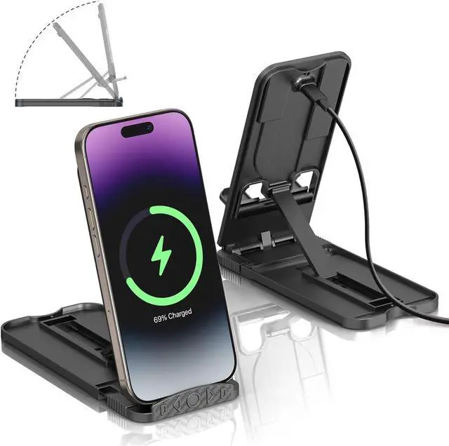 Main image of 2 Packs 15W Fast Wireless Phone Charger Foldable Cell Phone Wireless Charging Station Compatible with iPhone 16 15 14 13 12 11 Pro Xs Xs Max Xr X 8 Series Ultra Thin(No AC Adapter&Type C Cable)