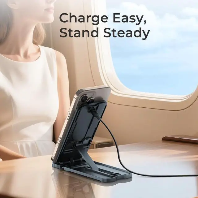 Alt view image 4 of 7 - 2 Packs 15W Fast Wireless Phone Charger Foldable Cell Phone Wireless Charging Station Compatible with iPhone 16 15 14 13 12 11 Pro Xs Xs Max Xr X 8 Series Ultra Thin(No AC Adapter&Type C Cable)