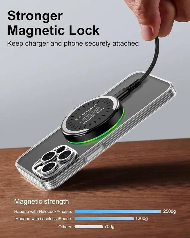 Alt view image 3 of 7 - Magnetic Wireless Charger iPhone Fast Charging Pad for iPhone 17/Air/17Pro/16e/16 Pro Max/15Pro/14/13/12 15W Fast  Magsafe Wireless Charger Stand & USB-C Block cargador inalmbrico para i Phone