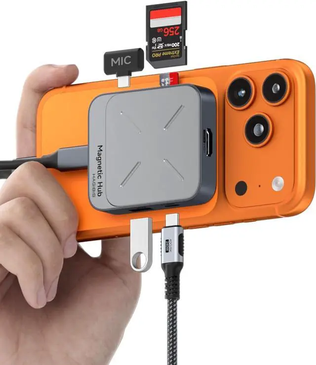 Main image of Magnetic USB C Hub with Magsafe for iPhone 17 16 15 Pro Max 7 in 1 Type-C Docking Station 4K@60Hz HDMI SD3.0 TF3.0 Card Solt 100W PD 10Gbps USB-C AUX for MacBook Pro Air iPad Pro (TC100)