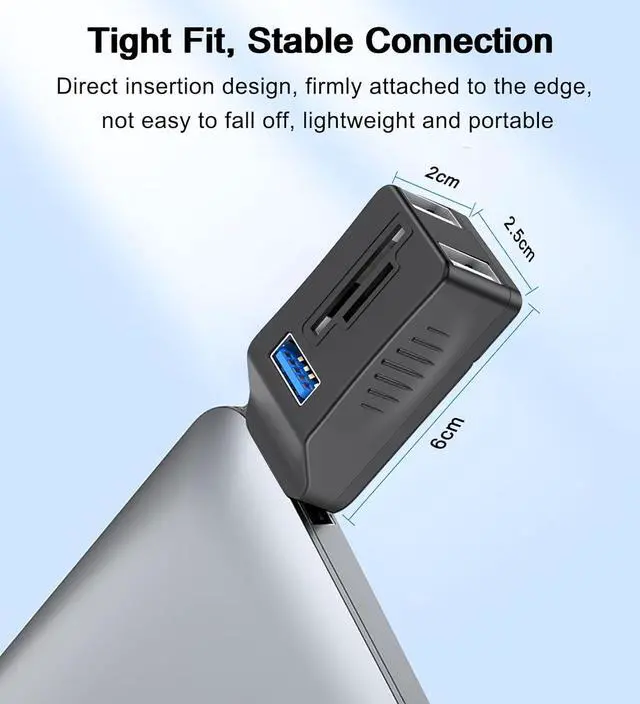 Alt view image 4 of 7 - VIENON 5-Port USB 3.0 Hub with SD TF Card Reader USB Extender Adapter with Memory SD/Micro SD Card Reader USB 3.0/2.0 Ports Portable USB Splitter for Laptop PC Camera Flash Driver HDD Dash Cam