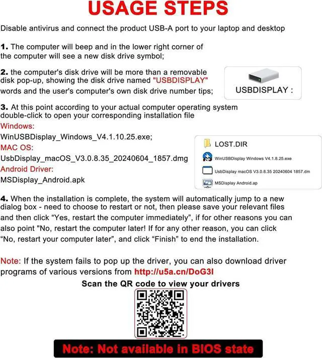 Alt view image 2 of 7 - USB to HDMI Adapter 1080P 60Hz USB A 3.0 to HDMI Adapter for Monitor TV Projectors Compatible with Mac OS Windows 7/8/10/11 - Requires Driver Installation