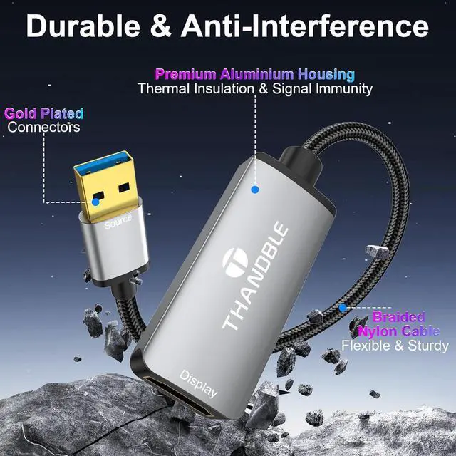 Alt view image 7 of 7 - USB to HDMI Adapter 1080P 60Hz USB A 3.0 to HDMI Adapter for Monitor TV Projectors Compatible with Mac OS Windows 7/8/10/11 - Requires Driver Installation