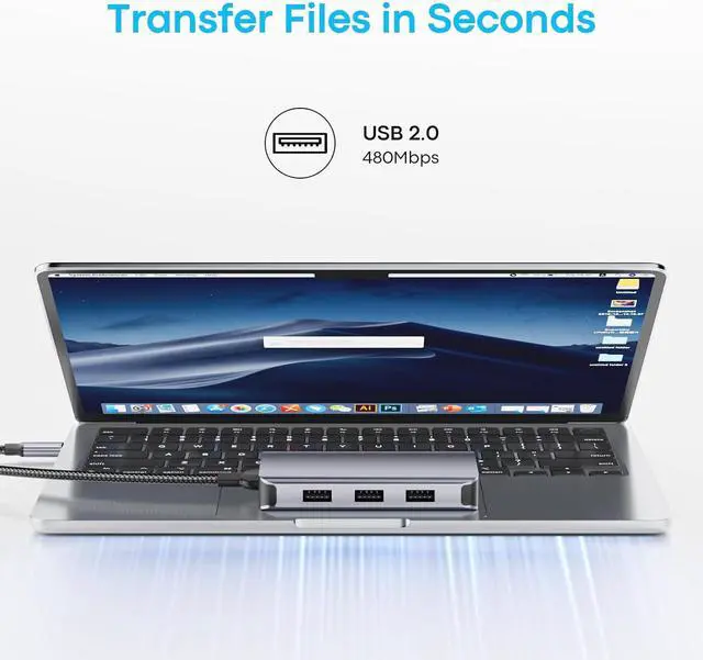 Alt view image 6 of 7 - USB C Docking Station Dual Monitor with 2 HDMI 6-in-1 USB C Hub Laptop Docking Station with 4K HDMI 3 USB-A 100W PD Charging Thunderbolt Dock Compatible with  HP  Surface