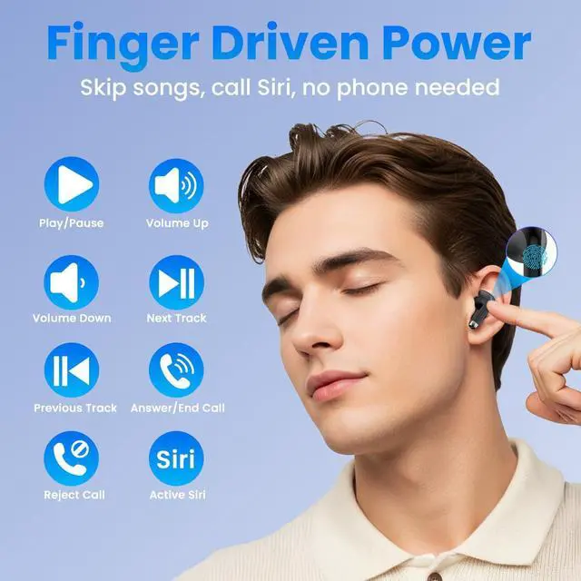 Alt view image 7 of 7 - Wireless Earbuds Bluetooth Headphones with Deep Bass Stereo 48H Playback Ear Buds with LED Power Display Lightweight IPX7 in-Ear Earphones with Mic for iPhone/Android/iPad Black