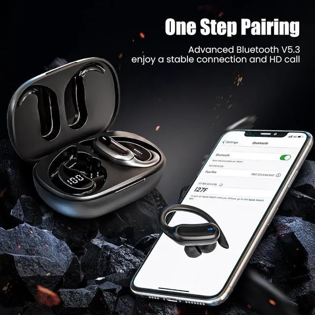 Alt view image 5 of 6 - Wireless Earbuds Bluetooth 5.4 Headphones True Wireless Stereo Earphones with Noise Cancelling Mic IPX7 Waterproof Comfort Fit and Fast Charging Ear Buds (Black)