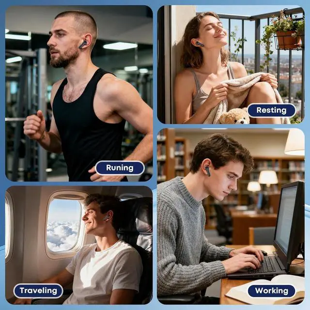 Alt view image 5 of 6 - A10 Pro Wireless Earbuds Bluetooth 5.3 HiFi Stereo 50H Playback LED Digital Display Earphones ENC Noise Cancelling Mic Ergonomic Sport Headphone Headset for Gym/Running/Work-Black