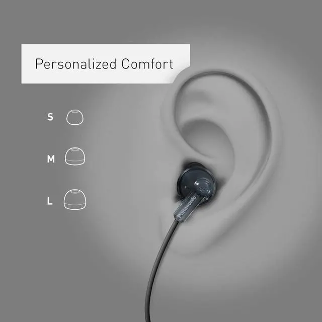 Alt view image 3 of 7 - ErgoFit Wired Earbuds 3.5mm Jack In-Ear Headphones with Dynamic Crystal-Clear Sound and Soft Ergonomic Custom-Fit Earpieces (S/M/L) for Phones and Laptops - RP-HJE120-KA (Matte Black)