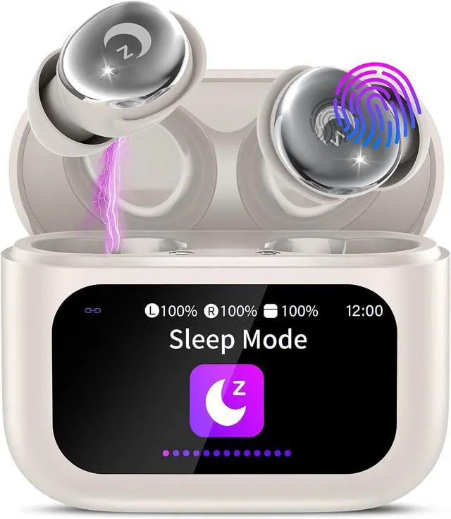 Main image of Sleep Earbuds Bluetooth 5.4 in Ear Smart Touch Screen Earbuds 48H Sleep Headphones Small Design for Side Sleepers Crystal-Clear Calls Ear Buds 5 EQ Modes IPX7 Waterproof Earphones Bee White