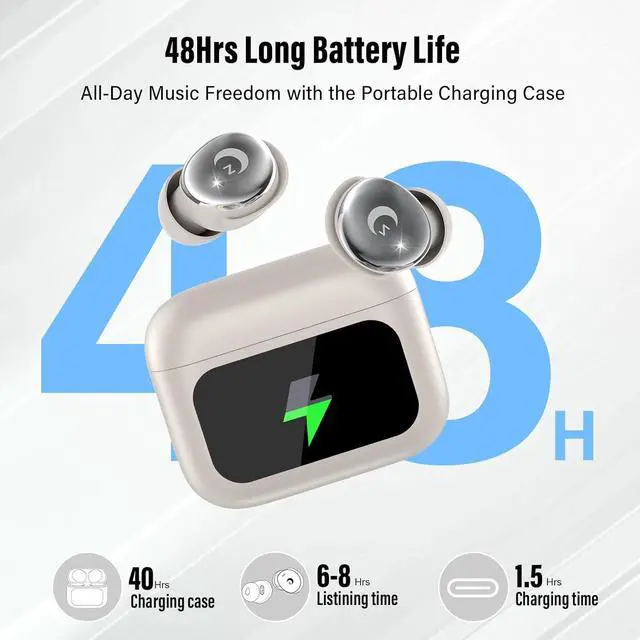 Alt view image 4 of 7 - Sleep Earbuds Bluetooth 5.4 in Ear Smart Touch Screen Earbuds 48H Sleep Headphones Small Design for Side Sleepers Crystal-Clear Calls Ear Buds 5 EQ Modes IPX7 Waterproof Earphones Bee White