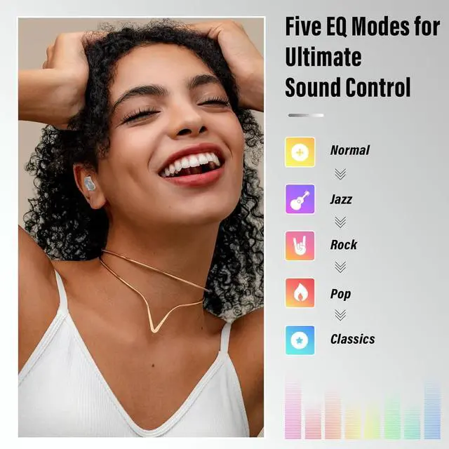 Alt view image 5 of 7 - Sleep Earbuds Bluetooth 5.4 in Ear Smart Touch Screen Earbuds 48H Sleep Headphones Small Design for Side Sleepers Crystal-Clear Calls Ear Buds 5 EQ Modes IPX7 Waterproof Earphones Bee White