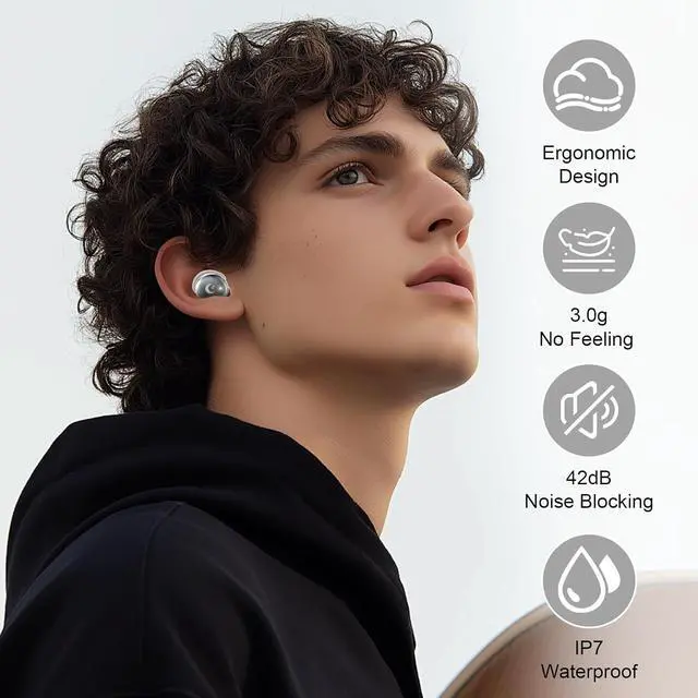 Alt view image 7 of 7 - Sleep Earbuds Bluetooth 5.4 in Ear Smart Touch Screen Earbuds 48H Sleep Headphones Small Design for Side Sleepers Crystal-Clear Calls Ear Buds 5 EQ Modes IPX7 Waterproof Earphones Bee White