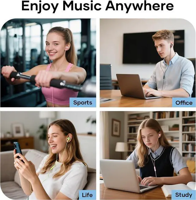 Alt view image 7 of 7 - Wired Earbuds with Microphone 5 Pack in-Ear Headphones with Heavy Bass High Sound Quality Earphones Compatible with iPad Laptop MP3 Android Smartphones Fits All 3.5mm Jack Device