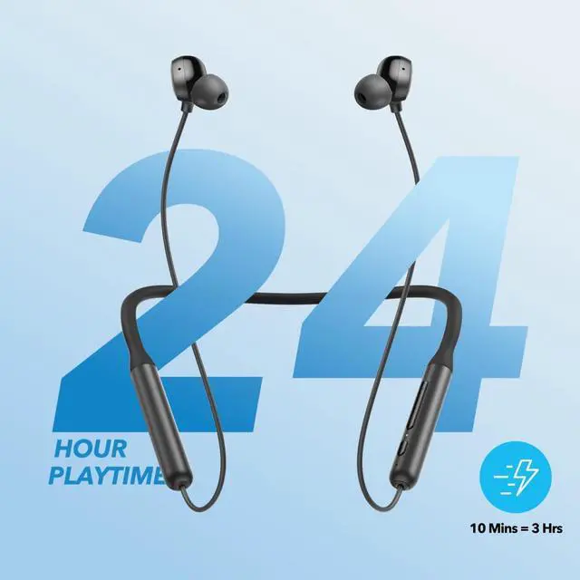 Alt view image 3 of 6 - by  Life U2i Wireless Neckband Headphones 10mm Drivers with BassUp Technology 24H Playtime AI-Enhanced Calls Foldable and Lightweight IPX5 Water-Resistant Secure Fit Bluetooth 5