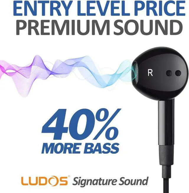 Alt view image 3 of 7 - FEROX Wired Earbuds in-Ear Headphones 5 Year Warranty Earphones with Microphone Noise Isolation Corded for 3.5mm Jack Ear Buds for iPhone  Computer Laptop Kids School Students