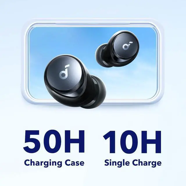 Alt view image 4 of 7 - by  Space A40 Adaptive Active Noise Cancelling Wireless Earbuds Reduce Noise by Up to 98% Ultra Long 50H Playtime 10H Single Playtime Hi-Res Sound Comfortable Fit Wireless Charge