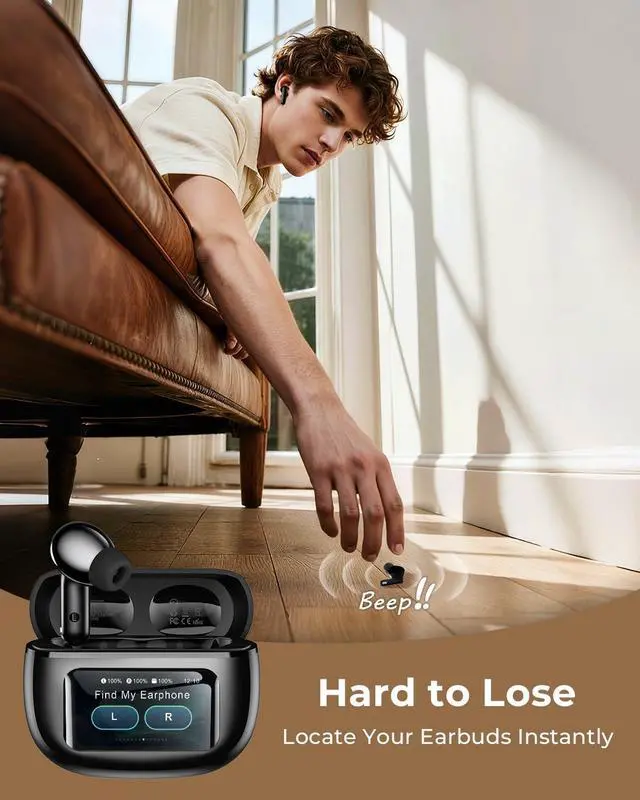 Alt view image 4 of 7 - Wireless Earbuds Ear Buds Active Noise Cancelling with Charging Case 6.0 Bluetooth Earbuds with AI Clear Calls 40H Playtime for Sports & Working Stereo Sound Headphones for iPhone/Android/iPad