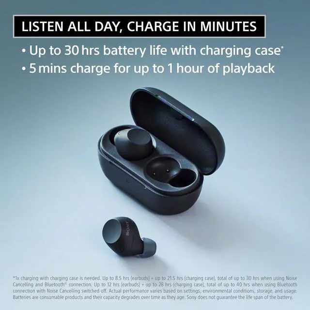 Alt view image 3 of 7 - WF-C710N Truly Wireless Noise-Canceling Earbuds with up to 30-Hour Battery Life Lightweight and Secure Glass Blue
