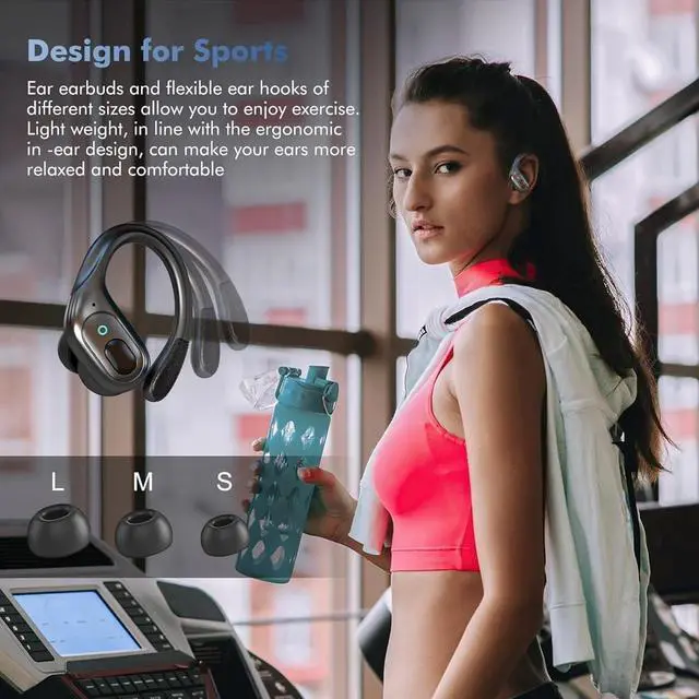 Alt view image 5 of 7 - Wireless Earbuds Sports Bluetooth Headphones 75Hrs Playtime Ear Buds with LED Power Display Noise Canceling Headset IPX7 Waterproof Earphones for Workout/Running