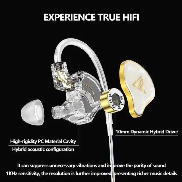 Alt view image 2 of 7 - in Ear Monitor HiFi Headphones with Dual Magnetic Dynamic Driver Hybrid Banlance Armature with Dynamic in Ear Headphones IEM Earphones Gaming Earbuds (Without mic)