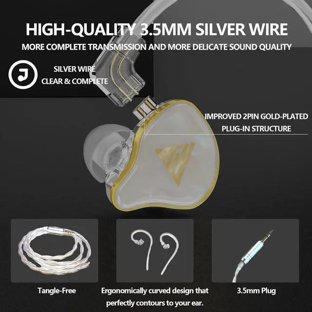Alt view image 4 of 7 - in Ear Monitor HiFi Headphones with Dual Magnetic Dynamic Driver Hybrid Banlance Armature with Dynamic in Ear Headphones IEM Earphones Gaming Earbuds (Without mic)
