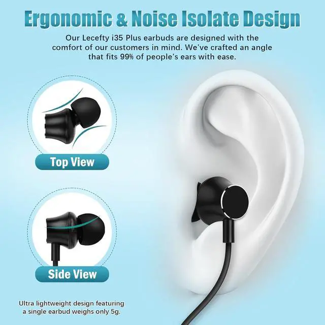 Alt view image 5 of 7 - Neckband Bluetooth Headphones 200H Extra Long Playtime Wireless Stereo Neckband Earbuds with Microphone Waterproof Balanced Armature Drivers in Ear Headset for Sports/Workout (Cyan Green)