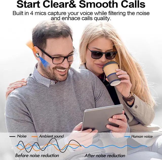 Alt view image 2 of 7 - Wireless Earbuds Bluetooth 5.4 in Ear Buds Light Weight Headphones Deep Bass Sound Built in Mics Headset Clear Calls Earphones for Sports Workout