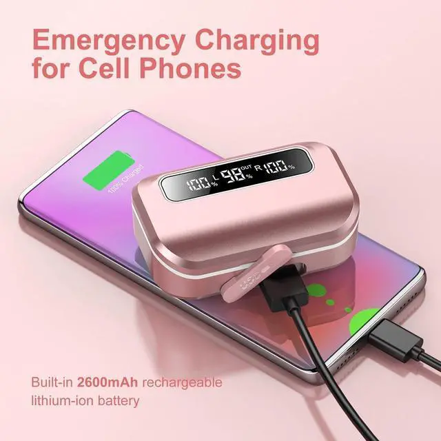 Alt view image 3 of 6 - Ear Buds Wireless Bluetooth Earbuds Bluetooth 5.3 Headphones with 4 ENC Noise Cancelling Mic Powerful Bass In-Ear Earbuds with LED Display 128H IP7 Waterproof 2024 New Earphones for sports/running