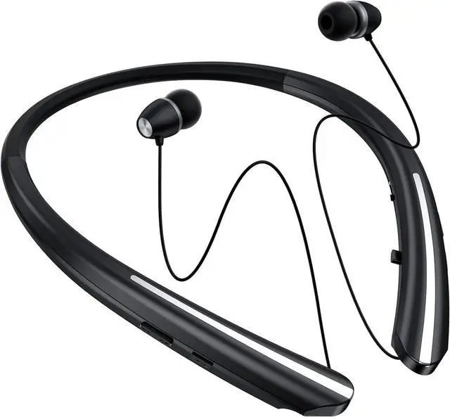 Main image of Bluetooth Headphones Retractable Neckband Bluetooth Headset with Microphone Vibration Call Stereo Noise Cancelling Earphones for Workout Sports Driving (Black)