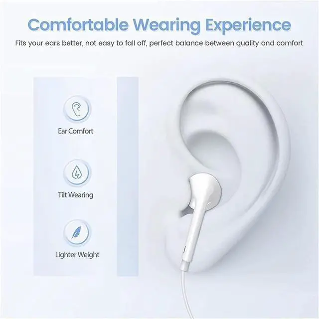 Alt view image 3 of 7 - 2 Pack Wired Earbuds/Wired Headphones with 3.5mm Earphones[MFi Certified] with Microphone Volume Control Compatible for Computer MP3/4 Android Most 3.5mm Audio DevicesWhite