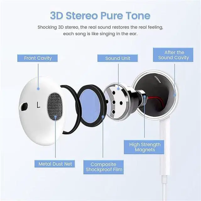 Alt view image 4 of 7 - 2 Pack Wired Earbuds/Wired Headphones with 3.5mm Earphones[MFi Certified] with Microphone Volume Control Compatible for Computer MP3/4 Android Most 3.5mm Audio DevicesWhite