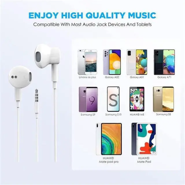 Alt view image 6 of 7 - 2 Pack Wired Earbuds/Wired Headphones with 3.5mm Earphones[MFi Certified] with Microphone Volume Control Compatible for Computer MP3/4 Android Most 3.5mm Audio DevicesWhite