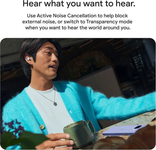 Alt view image 4 of 7 - Pixel Buds 2a - Wireless Bluetooth Earbuds with Active Noise Cancellation and Transparency Mode - Lightweight Comfortable Fit - 20-Hour Battery - Water Resistant - Built for Gemini - Iris