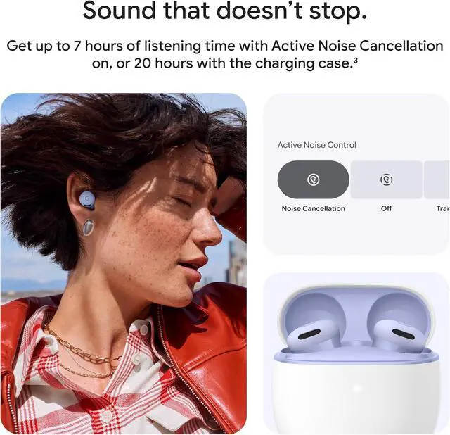Alt view image 7 of 7 - Pixel Buds 2a - Wireless Bluetooth Earbuds with Active Noise Cancellation and Transparency Mode - Lightweight Comfortable Fit - 20-Hour Battery - Water Resistant - Built for Gemini - Iris