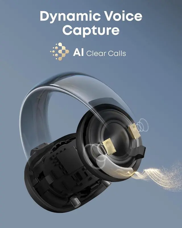 Alt view image 6 of 7 - AeroClip by  Open-Ear Earbuds Clip-On Headphones Adaptive Comfort Clear Calls with 4 Mics and AI Stable Fit 12mm Drivers for Powerful Bass Hi-Res Open-Ring Design