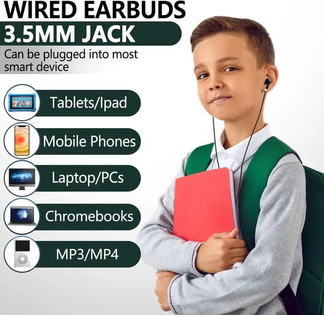 Alt view image 4 of 7 - 50 Pack Bulk Earbuds Headphones for Kids Classroom Wholeslae Wired Earphones Class Set for School Students Children Toddler Teens Boys Girls(XPG101 50 Black)