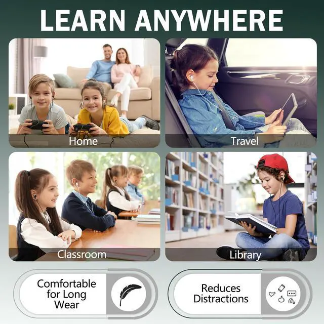 Alt view image 7 of 7 - 50 Pack Bulk Earbuds Headphones for Kids Classroom Wholeslae Wired Earphones Class Set for School Students Children Toddler Teens Boys Girls(XPG101 50 Black)