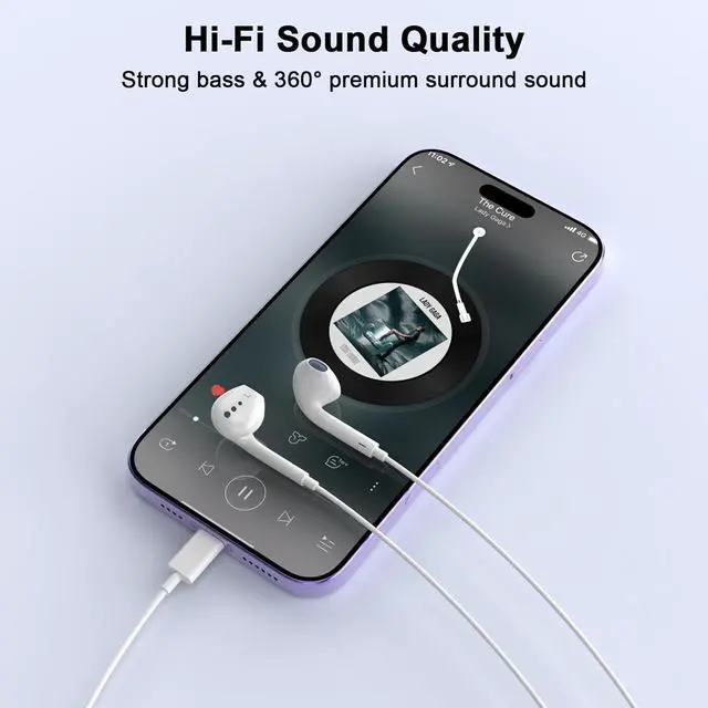 Alt view image 6 of 7 - 2 Pack for iPhone Headphones Wired Earbuds/Earphones with Built-in Microphone & Volume Control HiFi Stereo Nosie Reduction Compatible for iPhone 14 13 12 11 Pro Max XS XR X 8 7 6 Support All iOS