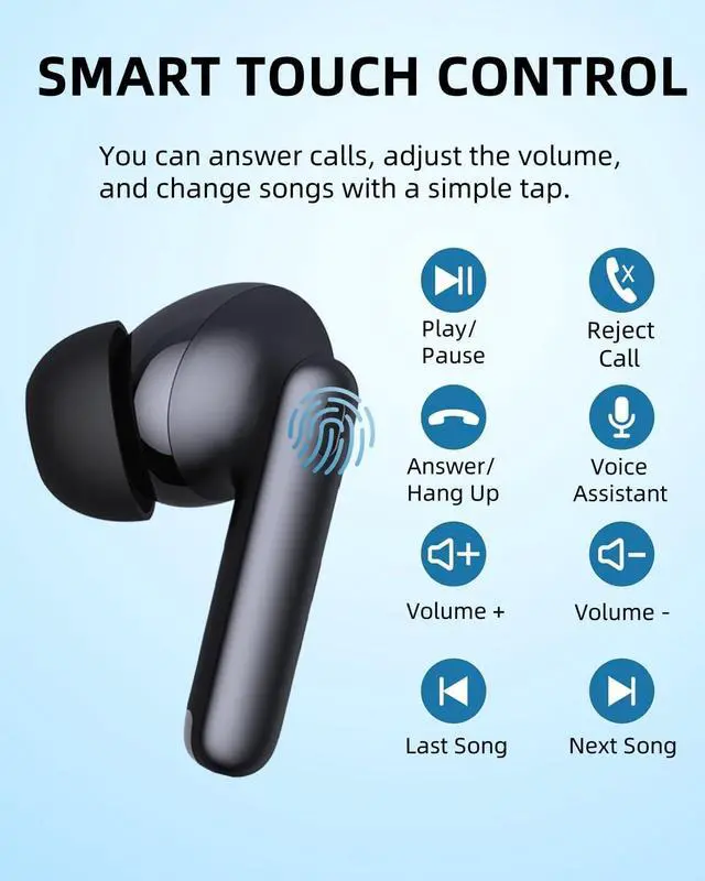 Alt view image 4 of 7 - Wireless Earbuds A8 PRO Bluetooth Earbud & in-Ear Headphones Deep Bass Clear Call IPX7 Waterproof Ear Buds Wireless Earphones 36Hrs Playtime Compatible with Phone Android