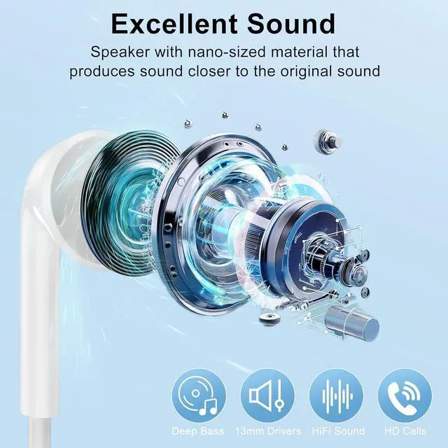 Alt view image 2 of 7 - USB C Headphones for iPhone 17/16/15 2 Pack Type C Earbuds Wired Earphones with Microphone & Remote Control for iPhone 17/16/15 pro i-Pad Pro Galaxy S23/S22/S21/S20/Ultra Note