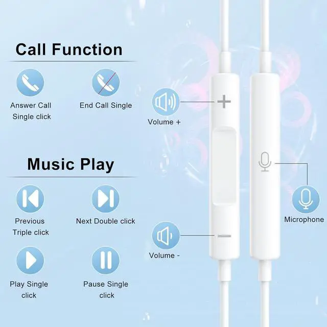 Alt view image 3 of 7 - USB C Headphones for iPhone 17/16/15 2 Pack Type C Earbuds Wired Earphones with Microphone & Remote Control for iPhone 17/16/15 pro i-Pad Pro Galaxy S23/S22/S21/S20/Ultra Note
