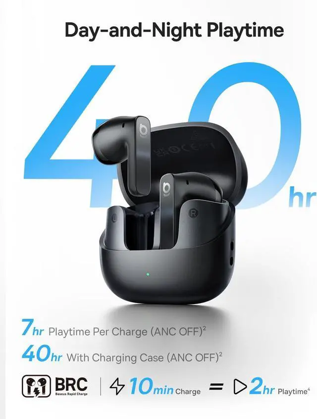 Alt view image 5 of 7 - BS1 NC Semi-in-Ear True Wireless Noise Cancelling Earbuds with Adaptive Hybrid ANC Hi-Res Audio (LDAC) 40H Playtime 4g Ultra-Lightweight Fit 6-Mic AI Clear Call Bluetooth 6.0 (Black)